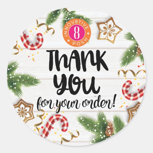 Danke Weihnachten unv8tive + Posh Runder Aufkleber (Vorderseite)