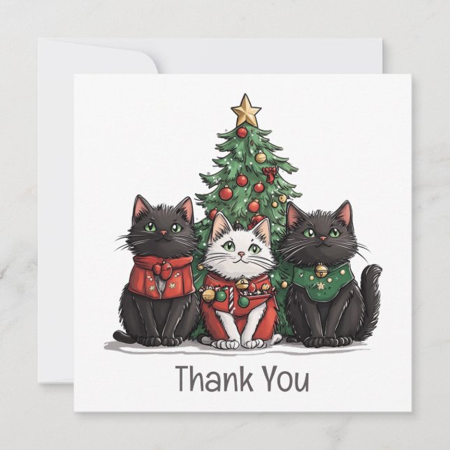 Danke Weihnachtskatzen Feiertagsbaum (Vorderseite)
