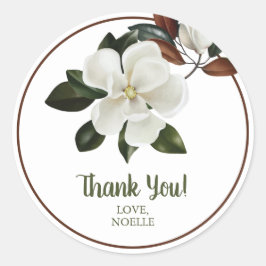 Danke! White Magnolia Blume Brautparty Runder Aufkleber