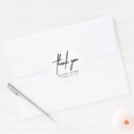 Danke, White Minimalistisch Wedding Runder Aufkleber