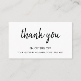 Danke White | Moderne Minimalistische Handschrift Rabattkarte