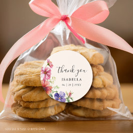 Danke Wildblume Watercolor Brautparty Runder Aufkleber