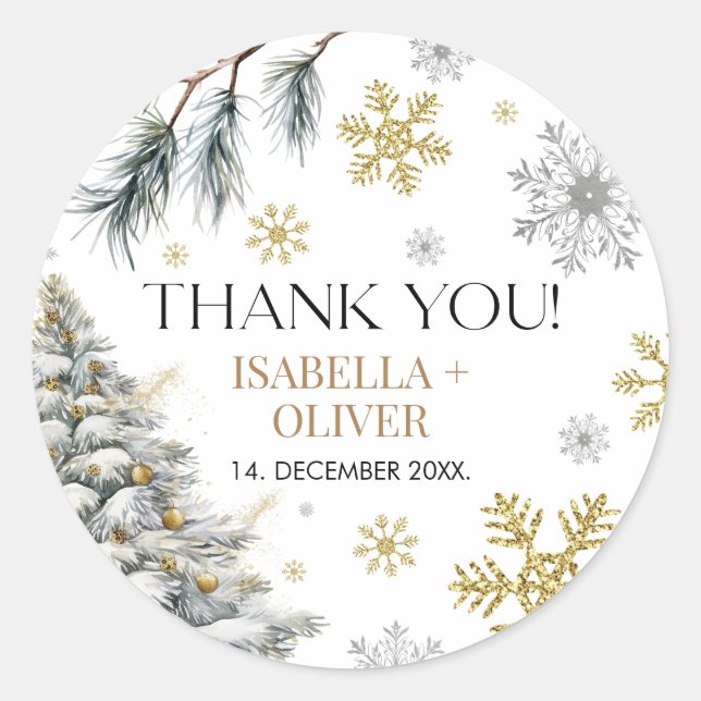 Danke Winter Runder Aufkleber (Vorderseite)