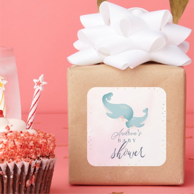 Danke Y'all Cowboy Boot & Bouquet Baby Dusche Quadratischer Aufkleber (Party)