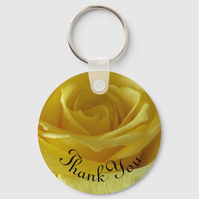 Danke, Yellow Rose Foto Pastel Garden Blume Schlüsselanhänger (Vorderseite)