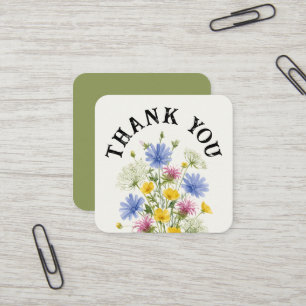Danke, zarte bunte Wasserfarbe-Wildblumen Quadratische Visitenkarte