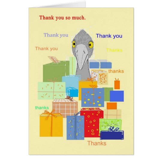 Danke zu kardieren, lustiger Vogel mit Geschenken Karte