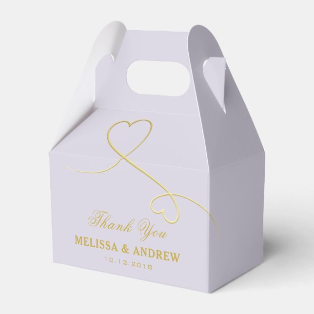 Danke | Zwei Goldherzen | Lavender Wedding Geschenkschachtel (Vorderseite)