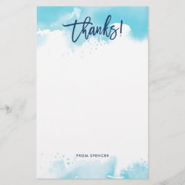 DANKEN ANMERKUNG moderne handbuchstabierte blaue A Briefpapier