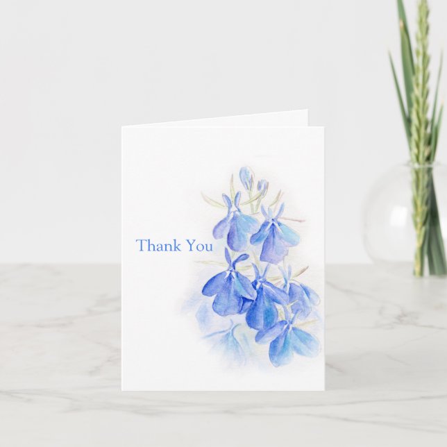 Danken blaue Blumenhochzeit der Lobeliakunst Ihnen Dankeskarte (Vorderseite)