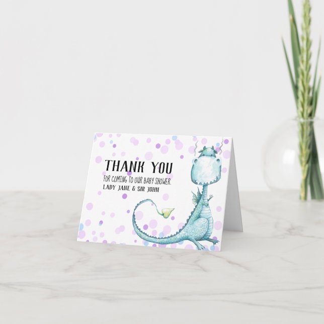 *~* danken blaue Drache-Punkt-Baby-Dusche Ihnen Dankeskarte (Vorderseite)