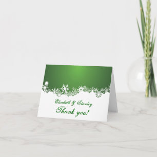 Danken grüne weiße Winterhochzeit der Schneeflocke Dankeskarte