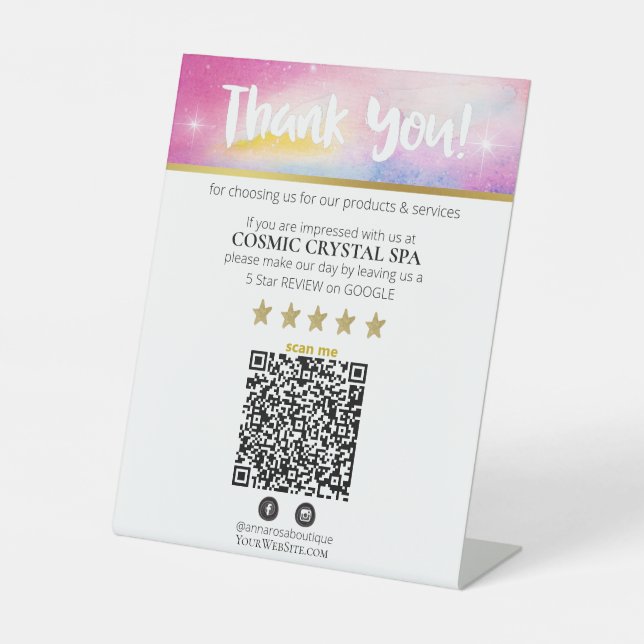 *~* DANKEN SIE QR REVIEW Cosmos Galaxy Nebula AP8 Sockelschild (Vorderseite)