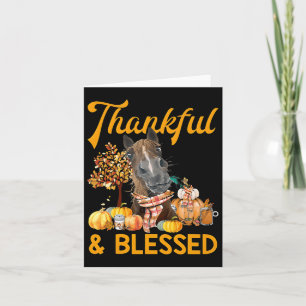 Dankend und gesegnet Pumpkin Horse Fall Thanksgivi Karte