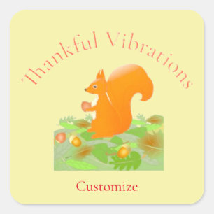 Dankend Vibes Eichhörnchen Thunder_Cove Quadratischer Aufkleber