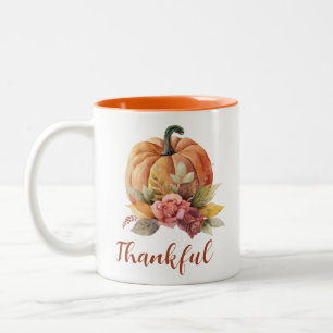 Dankenswerter blumenkürbis Herbst Herbst Erntedank Zweifarbige Tasse