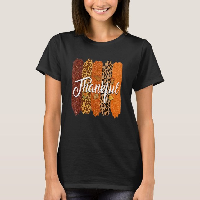 Dankenswerter Erntedank Leopard Buffalo Kariert Sp T-Shirt (Vorderseite)