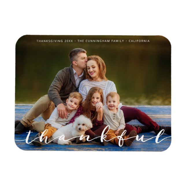 Dankenswerter Erntedank Simple Script Family Foto Magnet (Horizontal)