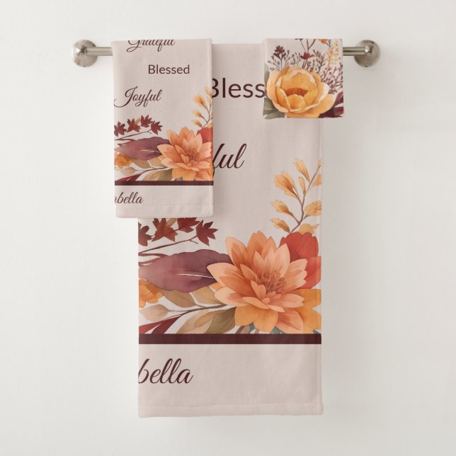 Dankenswerter, gesegneter, floraler Erntedank Badhandtuch Set (Insitu)