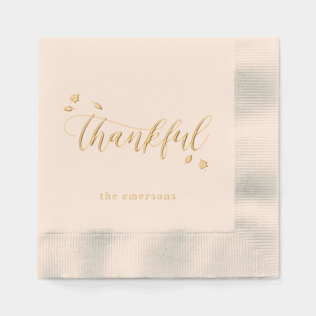 Dankenswerter Herbstfohlen Napkins als Erntedank Servietten Mit Folie (Vorderseite)