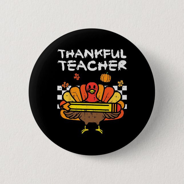 Dankenswerter Lehrer Erntedank Türkei Retro Fall W Button (Vorderseite)