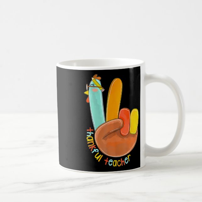 Dankenswerter Lehrer Funny Erntedank Peace Hand Si Kaffeetasse (Rechts)