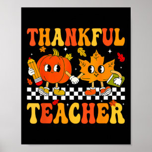 Dankenswerter Lehrer Retro Groovy Erntedank Wo fäl Poster