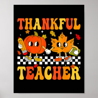Dankenswerter Lehrer Retro Groovy Erntedank Wo fäl Poster