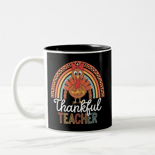 Dankenswerter Lehrer Selig Erntedank School Zweifarbige Tasse (Links)