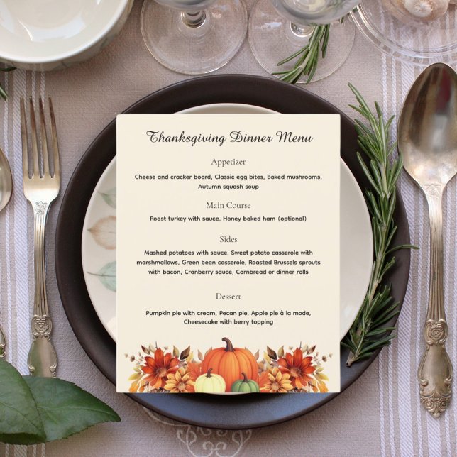 Dankesbotschaft Thanksgiving-Dinner-Menü (Von Creator hochgeladen)