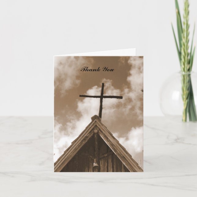 Dankeschön, Alte Kirche Sepia, Leere Innen Dankeskarte (Vorderseite)