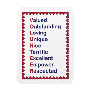 Dankeschön an die Freiwilligen dank Hearts Red Whi Magnet