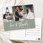 Dankeschön an die handgeschriebene Fotocollage Postkarte<br><div class="desc">Vielen Dank an Ihre Gäste mit diesen modernen Foto Collage danke Ihnen Karten mit handgeschriebener "Liebe & danke".</div>