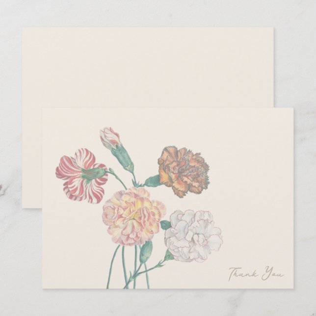 Dankeschön an die Kartennotiz Tan Beige Carnation  Dankeskarte (Vorne/Hinten)