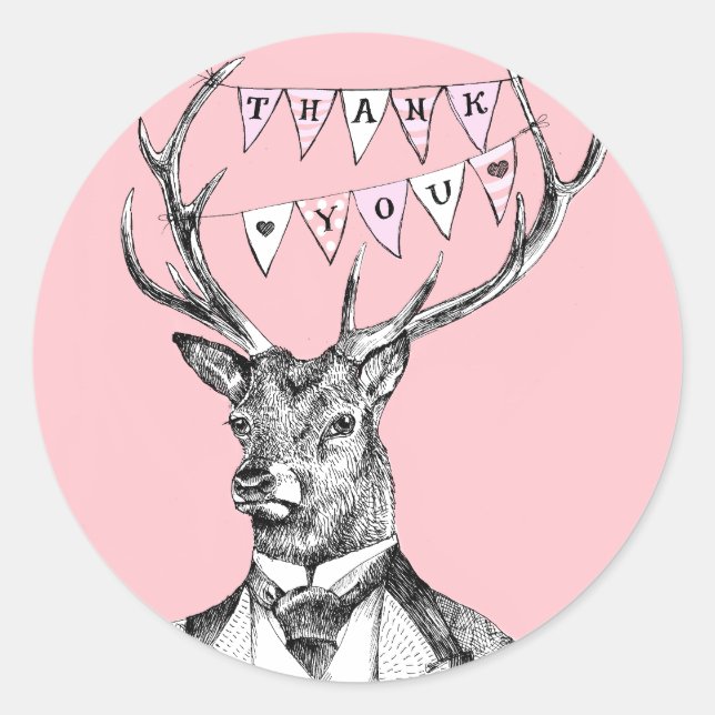 Dankeschön an Hirsch Runder Aufkleber (Vorderseite)