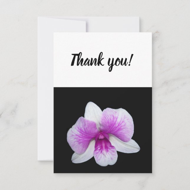 Dankeschön an Ihre Karte mit lila-weißem Orchid (Vorderseite)