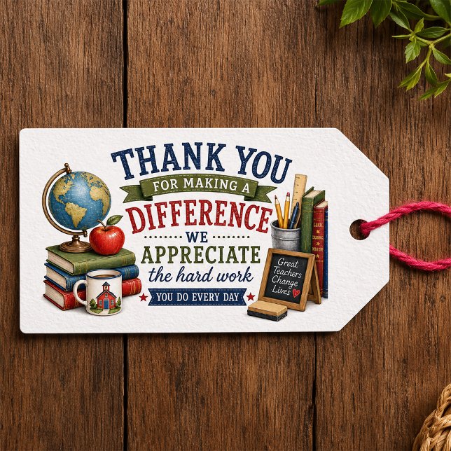 Dankeschön an Lehrer Geschenkanhänger (Teacher Appreciation Favor Tag)