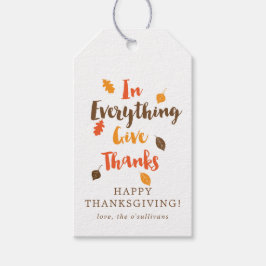 Dankeschön an typografische Herbstleaves - Geschen Geschenkanhänger