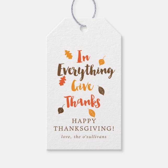 Dankeschön an typografische Herbstleaves - Geschen Geschenkanhänger (Vorderseite)