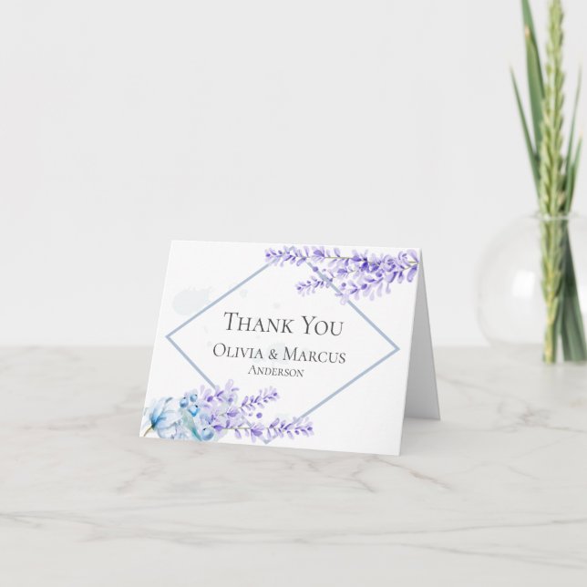 Dankeschön | Aquarelllavender - Dusty Blue Floral Dankeskarte (Vorderseite)