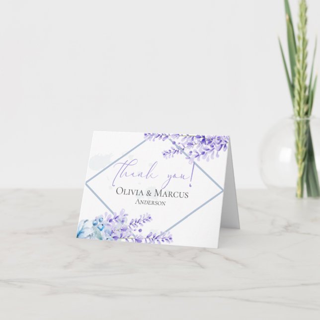 Dankeschön | Aquarelllavender - Dusty Blue Floral Dankeskarte (Vorderseite)