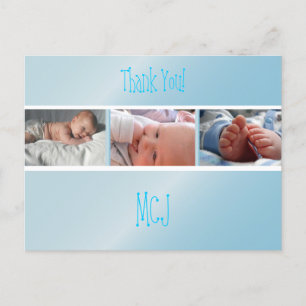 Dankeschön, Babymonogramm, legen Sie Ihre Fotos ei Ankündigungspostkarte