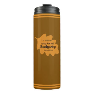Dankeschön Bibelvers Orange Blatt Herbst Braun Thermosbecher