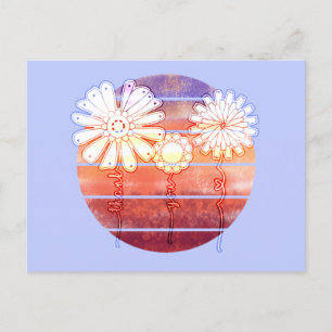 Dankeschön-Blumen bei Sonnenuntergang - Hellblau Postkarte