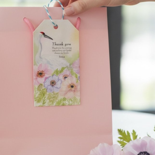 Dankeschön-Brautdusche Trompetervögel Anemonen Geschenkanhänger (Von Creator hochgeladen)