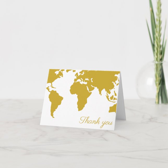 Dankeschön Card - Gold World Map Dankeskarte (Vorderseite)