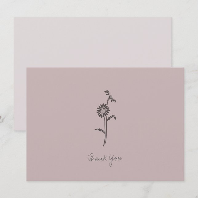 Dankeschön Card Hinweis Rosa Lila einfache Blume Dankeskarte (Vorne/Hinten)