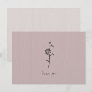 Dankeschön Card Hinweis Rosa Lila einfache Blume Dankeskarte