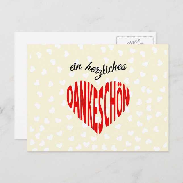 Dankeschon coeur rouge merci carte postale (Devant / Derrière)