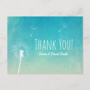 Dankeschön   Dandelion Blasst elegante Wasserfarbe Postkarte